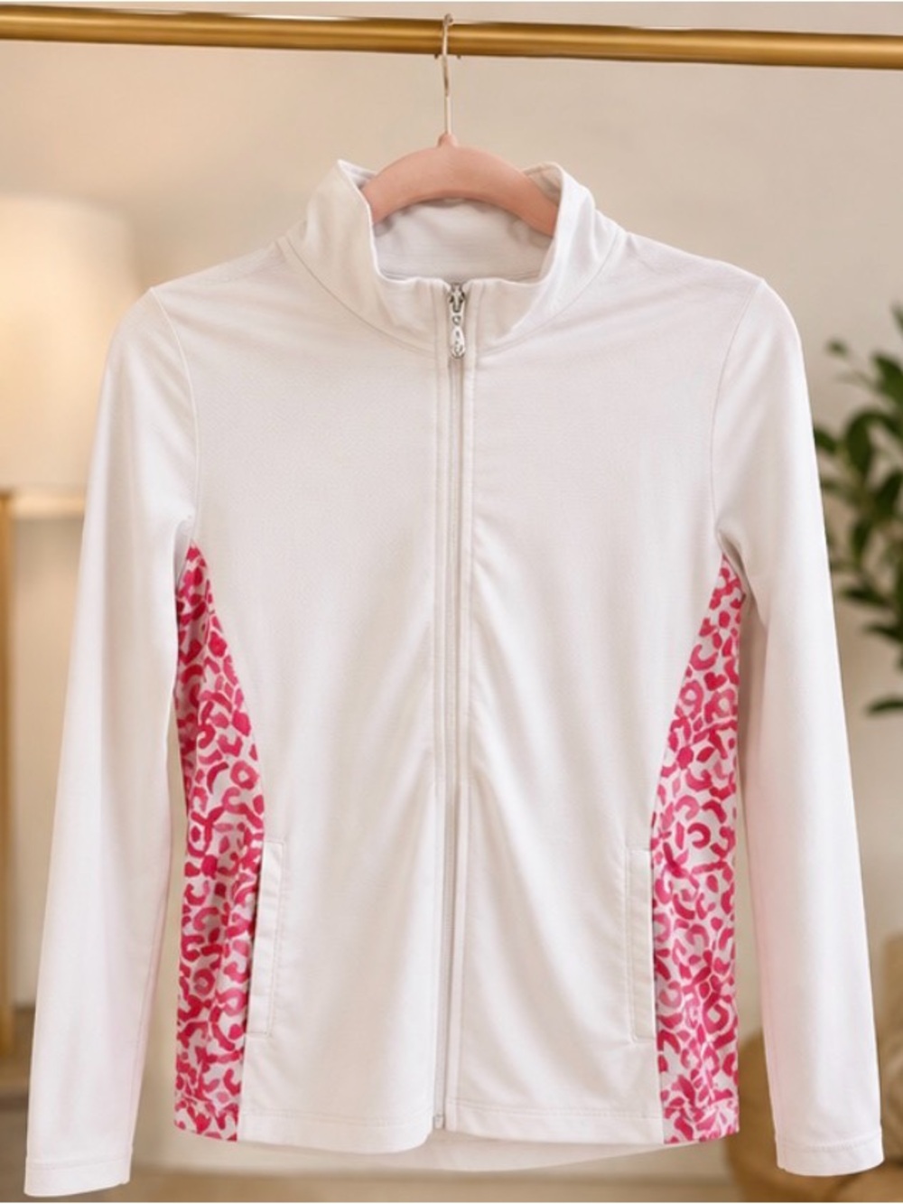 GOTTEX White & Pink Printed Full-Zip Athletic Jacket – Size M